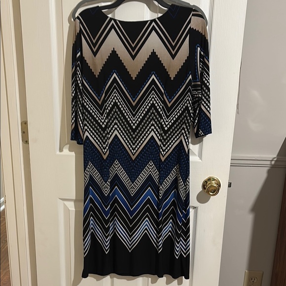 Chevron Patterned Black and Blue Dress, Medium - Picture 4 of 6